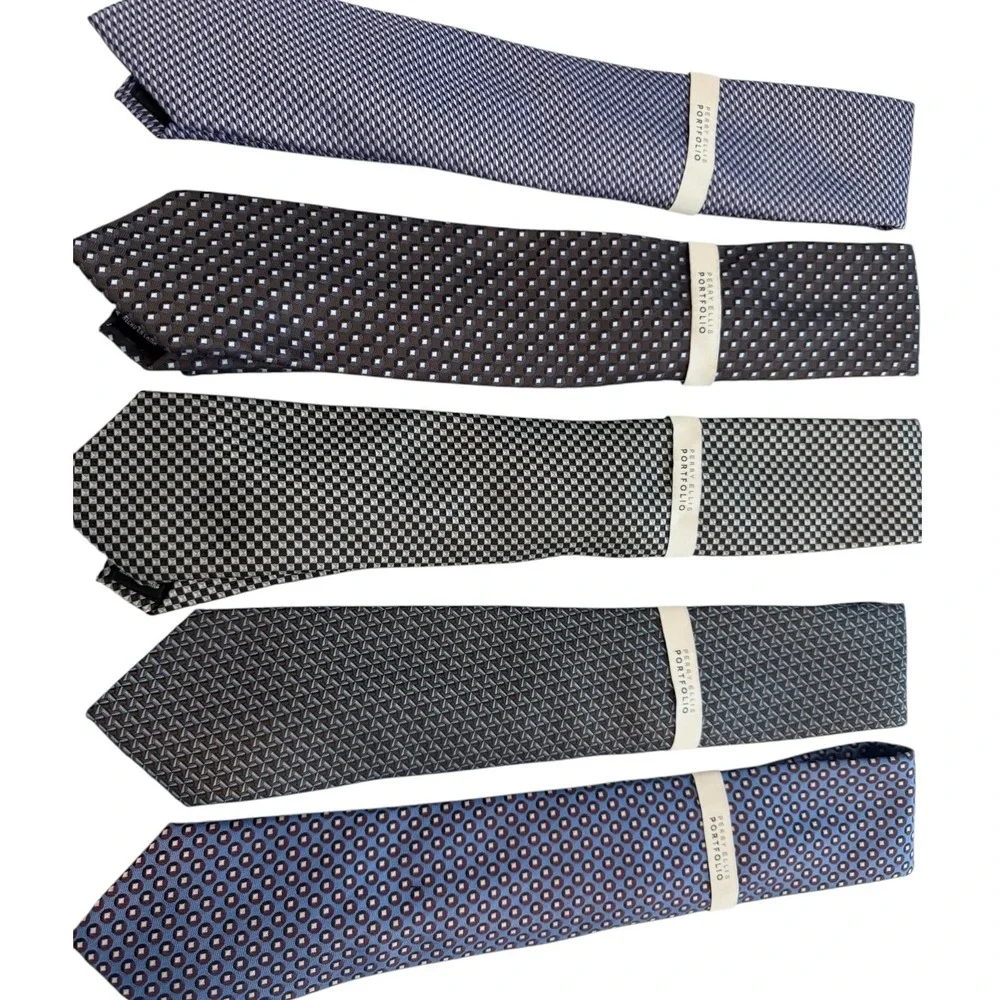 Perry Ellis Portfolio Men's Ties Classic business office casual Necktie Lot of 5